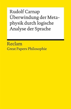 Überwindung der Metaphysik durch logische Analyse der Sprache - Carnap, Rudolf