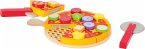 Small foot 11063 - Schneide Pizza-Set für Kinderküche, Holz-Pizza mit Klett-Belägen, Holz, 21-teilig