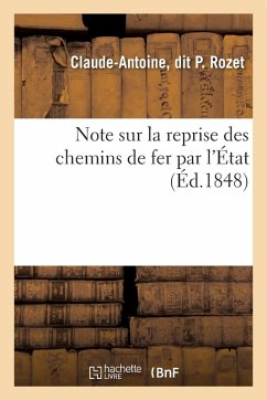 Cover Note sur la reprise des chemins de fer par l'État