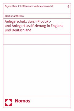 Cover Anlegerschutz durch Produkt- und Anlegerklassifizierung in England und Deutschland (eBook, PDF)