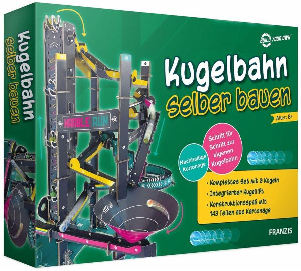 FRANZIS 67173 - Kugelbahn selber bauen. Komplettes Set mit 9 Kugeln, nachhaltige Kartonage FRANZIS 67173 - Kugelbahn selber bauen. Komplettes Set mit 9 Kugeln, nachhaltige Kartonage