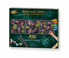 Schipper 609470860 - Malen nach Zahlen, Triptychon, Koi Juwel im Fischteich, 40 x 120 cm