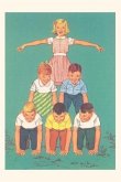 Vintage Journal Kids Forming Pyramid