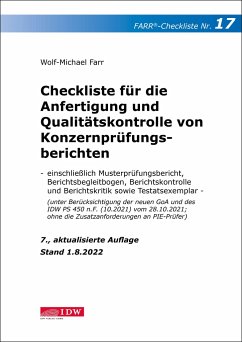 Checkliste 17 für die Anfertigung und Qualitätskontrolle von Konzernprüfungsberichten - Farr, Wolf-Michael