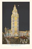 Vintage Journal Dreamland Tower at Night, Coney Island, New York City