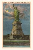 Vintage Journal Moon over Statue of Liberty, New York City