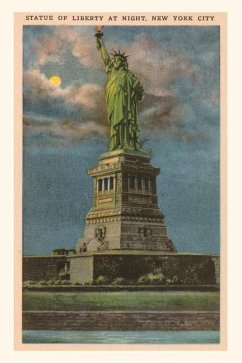 Vintage Journal Moon over Statue of Liberty, New York City