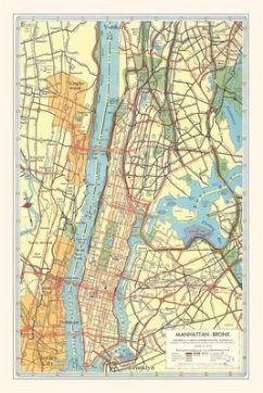 Vintage Journal Map of Manhattan and Bronx, New York