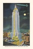 Vintage Journal Blimp, Moon over Empire State Building, New York City