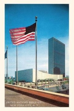 Vintage Journal American Flag and United Nations Buildings, New York City