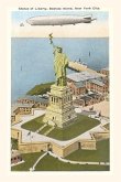 Vintage Journal Blimp over Statue of Liberty, New York City