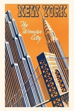 Vintage Journal Orange and Blue Graphic of New York City Skyline