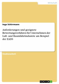 Anforderungen und geeignete Bewertungsverfahren für Unternehmen der Luft- und Raumfahrtindustrie am Beispiel der EADS (eBook, ePUB) - Schirrmann, Inga