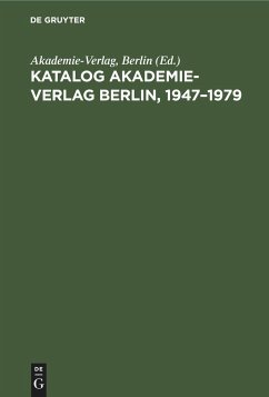 Katalog Akademie-Verlag Berlin, 1947¿1979