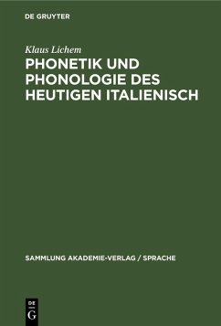 Cover Phonetik und Phonologie des heutigen Italienisch