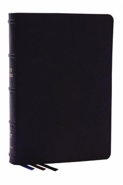NKJV, Large Print Thinline Reference Bible, Blue Letter, Maclaren Series, Genuine Leather, Black, Comfort Print - Thomas Nelson