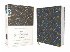 Niv, Journal the Word Bible (Perfect for Note-Taking), Double-Column, Cloth Over Board, Navy Floral, Red Letter, Comfort Print - Zondervan