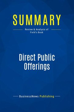 Cover Summary: Direct Public Offerings