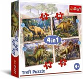 4 in 1 Puzzle 35, 48, 54, 70 Teile - Dinosaurier (Kinderpuzzle)