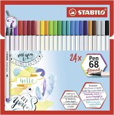 Premium-Filzstift mit Pinselspitze für variable Strichstärken - STABILO Pen 68 brush - 24er Pack - mit 19 verschiedenen Farben