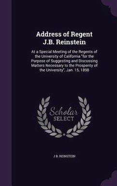 Address of Regent J.B. Reinstein - Reinstein, J B