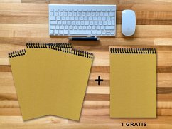 Cover A 4 Notizblock - Set, 3+1 gratis, Luxury 80 Seiten GOLD GMUND SHIMMER, blanko