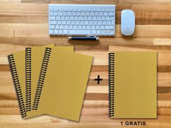 Cover A 4 Notizbuch - Set, 3+1 gratis, Luxury 80 Seiten GOLD GMUND SHIMMER, blanko