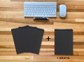 A 5 Notizblock - Set, 3+1 gratis, Luxury 80 Seiten SCHWARZ ONYX GLITTER-OPTIK, blanko