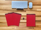 A 5 Notizblock - Set, 3+1 gratis, Luxury 80 Seiten ROT JUPITER GLITTER-OPTIK, kariert 5x5mm