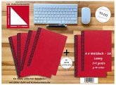 A 6 Notizbuch - Set, 4+2 gratis, Luxury 80 Seiten ROT JUPITER GLITTER-OPTIK, to do