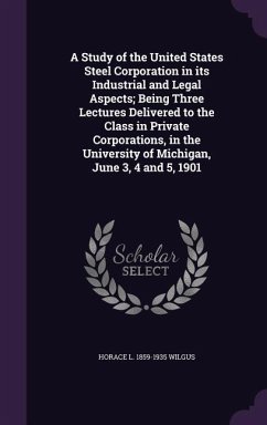 A Study of the United States Steel Corporation in its Industrial and Legal Aspects; Being Three Lectures Delivered to the Class in Private Corporation - Wilgus, Horace L.