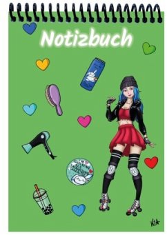 A 4 Notizbuch Manga Enora, grün, blanko