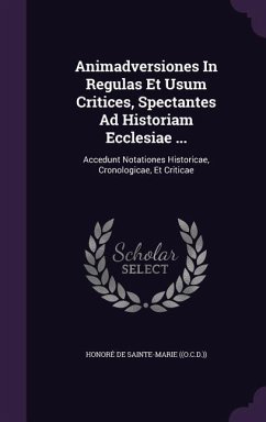Animadversiones In Regulas Et Usum Critices, Spectantes Ad Historiam Ecclesiae ...: Accedunt Notationes Historicae, Cronologicae, Et Criticae