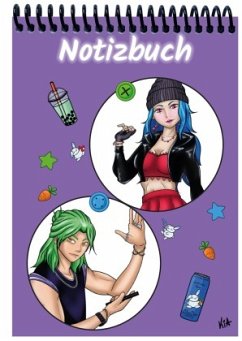 A 5 Notizblock Manga Quinn und Enora, lila, kariert