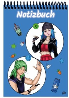Cover A 4 Notizblock Manga Quinn und Enora, blau, liniert