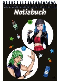 A 5 Notizblock Manga Quinn und Enora, schwarz, liniert