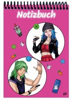 Cover A 4 Notizblock Manga Quinn und Enora, pink, kariert