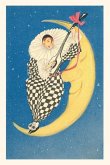 Vintage Journal Pierrot Playing Mandolin on Moon