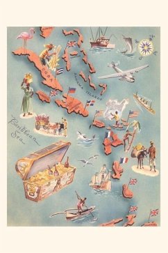 Vintage Journal Map of the Caribbean Sea