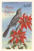 Vintage Journal Happy Holidays from Florida, Mockingbird, Poinsettias