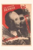 Vintage Journal Soviet Poster, Lenin, Stalin