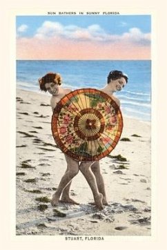 Vintage Journal Women with Parasol on Beach, Stuart, Florida