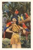 Vintage Journal Woman with Macaws, Miami, Florida