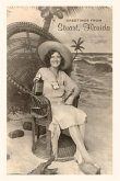 Vintage Journal Woman Sitting on Chair at the Beach, Stuart, Florida