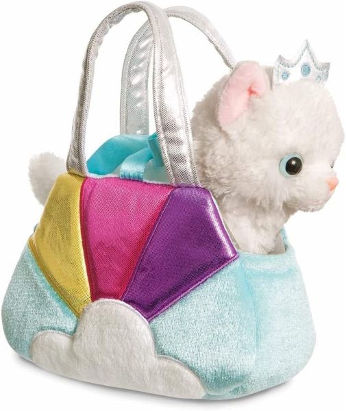 Aurora 61364 - Fancy Pals Katze in Regenbogen-Tragetasche, Plüsch, ca. 20 cm, 2-teilig