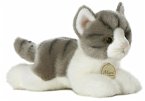 Aurora 10813 - MiYoni Katze Tabby, liegend, grau/weiß, Plüschtier, 20 cm