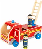 Small foot 11456 - Spielauto Feuerwehr XL mit Spielfiguren, play & fun, Holz, 30x15x15cm