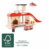 Small foot 10900 - Feuerwehrwache mit Zubehör, play & fun, Spielset, Holz, 15-teilig