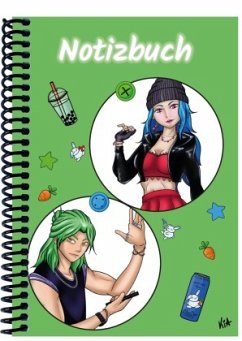 Cover A 5 Notizbuch Manga Quinn und Enora, grün, kariert
