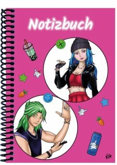 A 5 Notizbuch Manga Quinn und Enora, pink, kariert